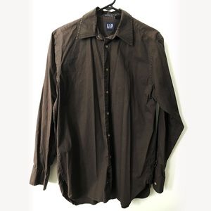 Gap Men’s Brown Long Sleeve Button Down Shirt